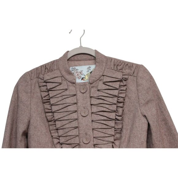 Anthropologie TABITHA Blazer Jacket Size 4 Wool Pleated Preppy Equestrian Office - Picture 2 of 15